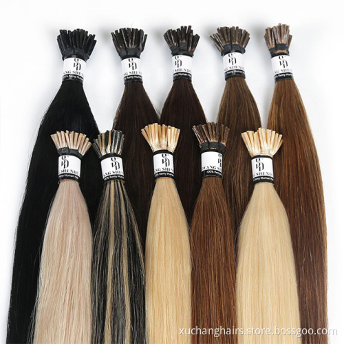 natural itip extension hair straight cuticle aligned 100% human remy hair extension double drawn i tip hair extensions wholesale